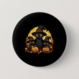 Vintage Schwarze Katze Halloween Kürbis Lustige Ka Button