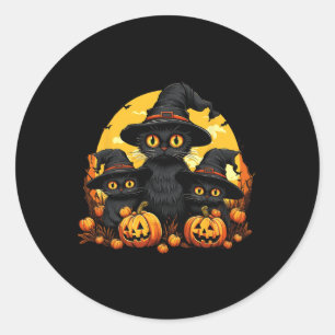 Vintage Schwarze Katze Halloween Kürbis Lustige Ka Runder Aufkleber