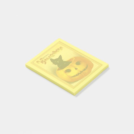 Vintage schwarze Katze Halloween Post-it Klebezettel (angewinkelt)