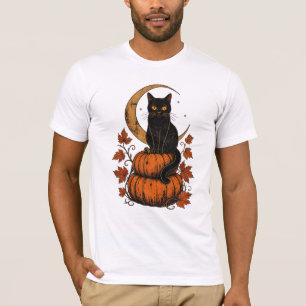 Vintage Schwarze Katze Halloween T-Shirt   Gruseli