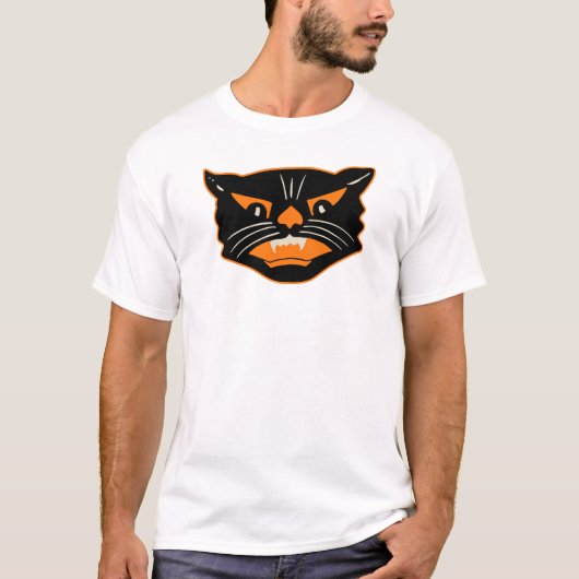 Vintage schwarze Katze Halloweens T-Shirt (Vorderseite)