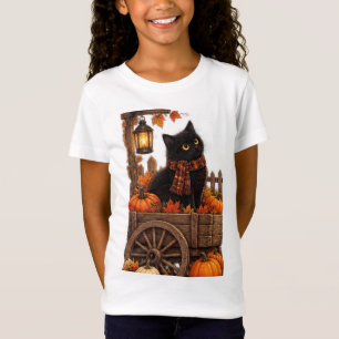 Vintage Schwarze Katze Herbsternte T-Shirt
