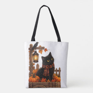 Vintage Schwarze Katze Herbsternte Tasche