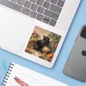Vintage schwarze Katze im Herbst Früchte Aufkleber (Laptop mit iPhone)