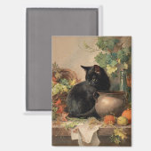 Vintage schwarze Katze im Herbst Früchte Magnet (Vorderseite/Rückseite)