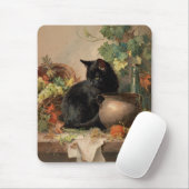 Vintage schwarze Katze im Herbst Früchte Mousepad (Mit Mouse)