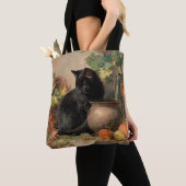 Vintage schwarze Katze im Herbst Früchte Tasche (Von Nahem)