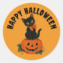 Vintage Schwarze Katze Jack-O'-Lantern Frohes Hall