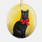 Vintage schwarze Katze Keramikornament (Links)
