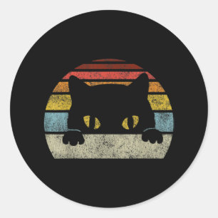 Vintage schwarze Katze Lover, Retrostil Schwarze K Runder Aufkleber