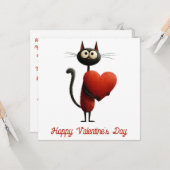 Vintage schwarze Katze mit Herz Valentinstag Karte (Vorderseite/Rückseite Beispiel)