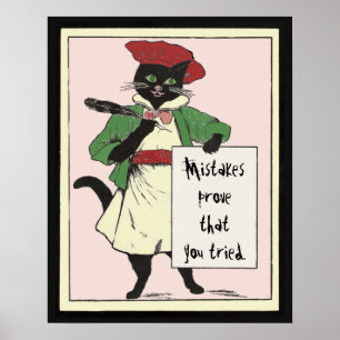 Vintage Schwarze Katze Motivierender Lehrer-Klasse Poster