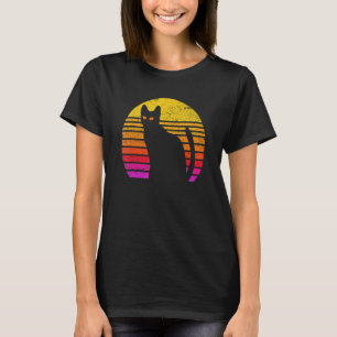 Vintage schwarze Katze Retro abgenutzt  Kätzchen K T-Shirt