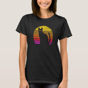 Vintage schwarze Katze Retro abgenutzt Kätzchen Ka T-Shirt