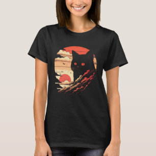Vintage Schwarze Katze Retro Stil Schwarze Kitty K T-Shirt