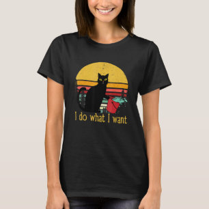 Vintage schwarze Katze roter Becher Ich mache was  T-Shirt