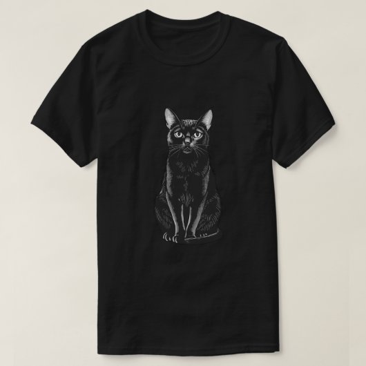 Vintage Schwarze Katze T-Shirt (Design vorne)