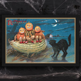 Vintage Schwarze Katze und lustige Pumpkin People Seidenpapier