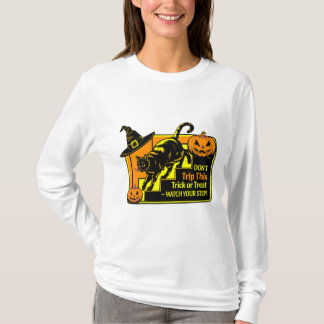 Vintage Schwarze Katze Vorsicht - Reisen Sie das n T-Shirt
