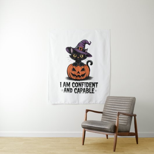 Vintage Schwarze Katze Vorsicht Wandteppich (Beispiel)