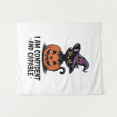 Vintage Schwarze Katze Vorsicht Wandteppich (Vorderseite (Horizontal))