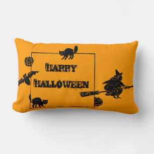 Vintage Schwarze Katzen Bat Pumpkins Hexe Lendenkissen