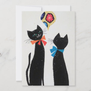 Vintage schwarze Katzen betrachten Ordination Feiertagskarte