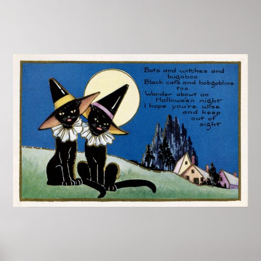 Vintage, schwarze Katzen-Deko-Poster Poster (Vorne)