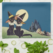 Vintage schwarze Katzen Halloweens Küchentuch (Gefaltet)