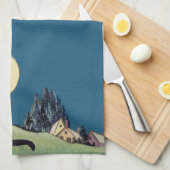 Vintage schwarze Katzen Halloweens Küchentuch (Viertel Falte)