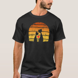 Vintage Schwarze Katzen Herz Katze Retro Mond Hall T-Shirt
