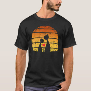 Vintage Schwarze Katzen Herz Katze Retro Mond Hall T-Shirt