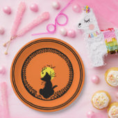 Vintage schwarze Katzen-Papierplatte Halloweens Pappteller (Party)