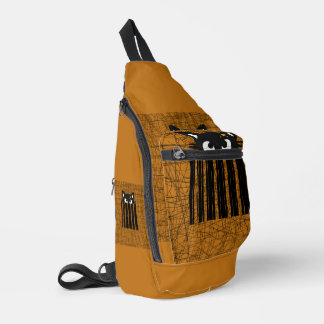 Vintage Schwarze Katzen-Schultertasche/Crossbody-T Crossbody Bag