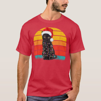 Vintage Schwarze Katzen Weihnachtsbeleuchtung Katz T-Shirt