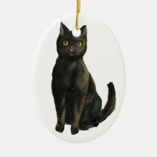 Vintage schwarze Katzenverzierung Keramikornament