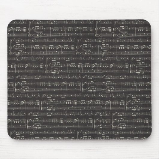 Vintage Schwarze Musiknote Muster Musiker Mousepad (Vorne)