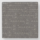 Vintage Schwarze Musiknote Muster Musiker Steinuntersetzer (Vorderseite)