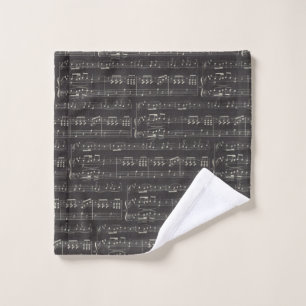Vintage Schwarze Musiknote Muster Musiker Waschlappen