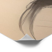 Vintage Schwarze Portraitskizze Poster (Ecke)