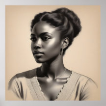 Vintage Schwarze Portraitskizze