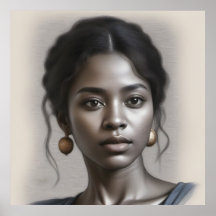 Vintage Schwarze Portraitskizze