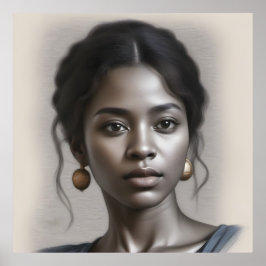 Vintage Schwarze Portraitskizze Poster