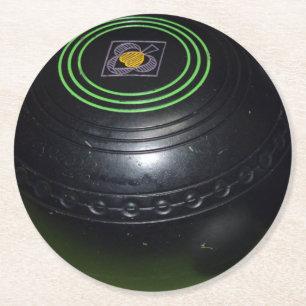 Vintage schwarze Rasenkugel, Runder Pappuntersetzer