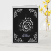Vintage schwarze Rose auf schwarzem Hintergrund Karte (Gelbe Blume)