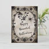 Vintage Schwarze Rose Halloween Einladung (Stehend Vorderseite)