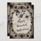 Vintage Schwarze Rose Halloween Einladung (Vorne/Hinten)