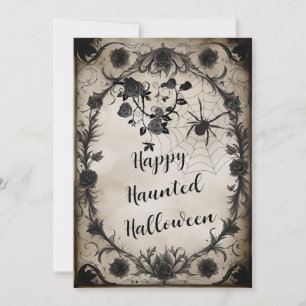 Vintage Schwarze Rosen Halloween Einladung