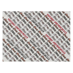 VINTAGE schwarze, rote, graue MOTORRÄDER Tischdecke