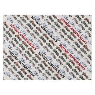 VINTAGE schwarze, rote, graue MOTORRÄDER Tischdecke